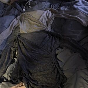 Gray and Brown Long Sleeve Tops